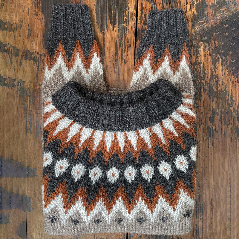 Vintage Icelandic Knit Jacquard Warmth Crew Neck Sweater(Unisex) elevenforest