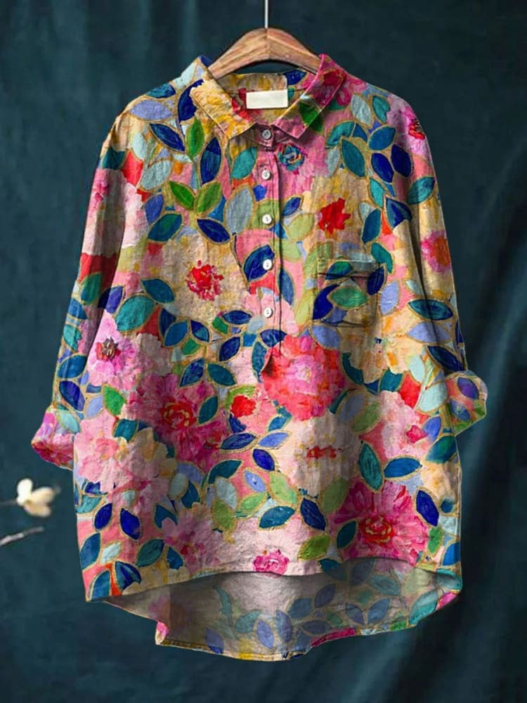 Summer Forest Art Printed Women's Casual Shirt