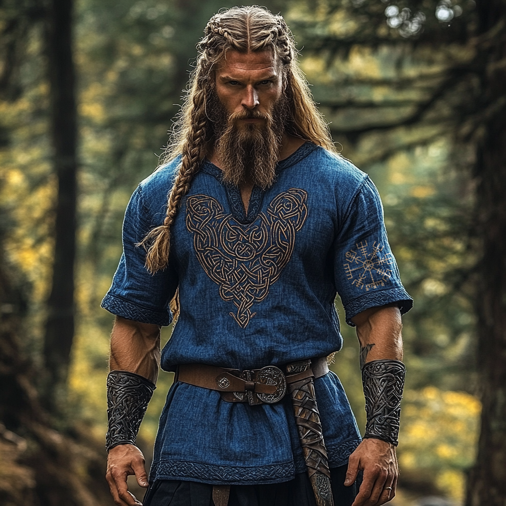 Men's Viking Celtic Art Linen Shirt elevenforest