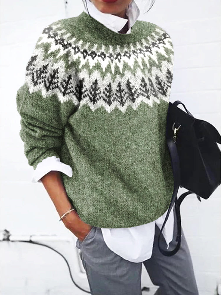 Vintage Forest Trees Pattern Soft Cozy Sweater elevenforest