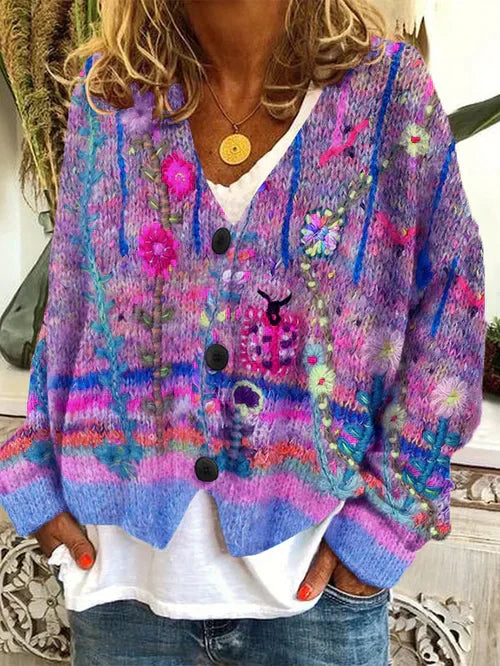 KS | Flowered cardigan with buttons