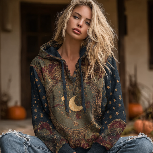 Autumn Long Sleeve Embroidered Color-blocking Hoodie