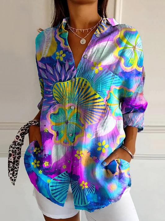 Women's Art Painting Hippie Print Long Sleeve Shirt
