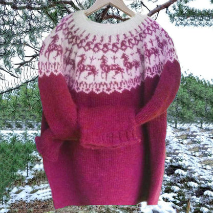 Vintage Icelandic Horse Knit Jacquard Warmth Crew Neck Sweater（Unisex） elevenforest