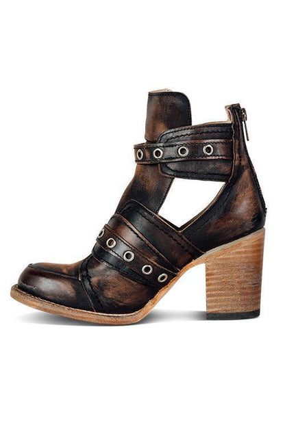 KS | Rustic ankle boot with block heels