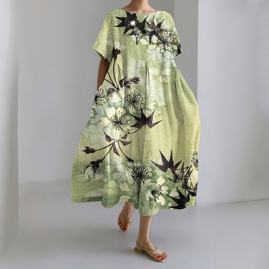 Comstylish Women's Japanese-style Floral Art Casual Dress