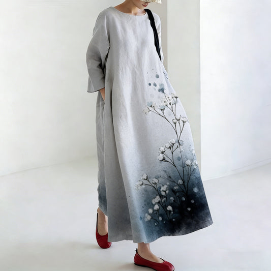 Women's Japanese-style Tie-dye Floral Print Dress elevenforest