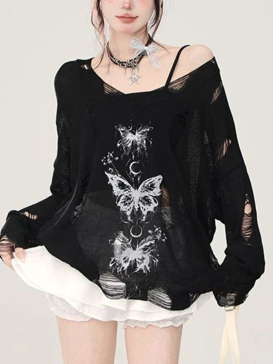 Lotte® | Women's oversized sweater with a butterfly motif