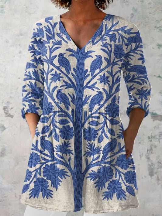 Women's Art Iris Floral Blouse elevenforest