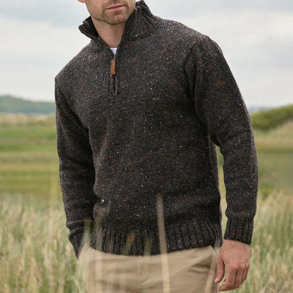 Men'S Vintage Knit Zip Neck Turtleneck Sweater elevenforest