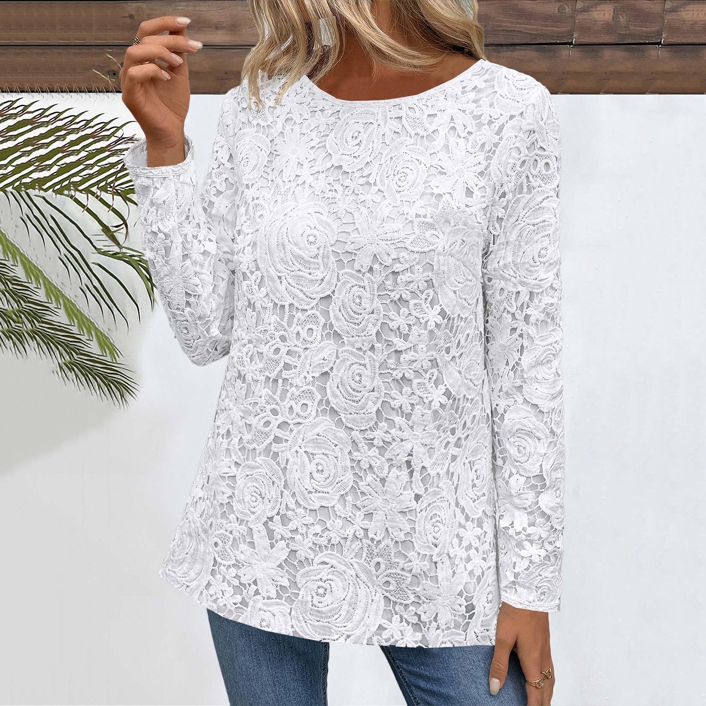 Women's Floral Embroidered Laceart Casual Long-sleeved Shirt elevenforest