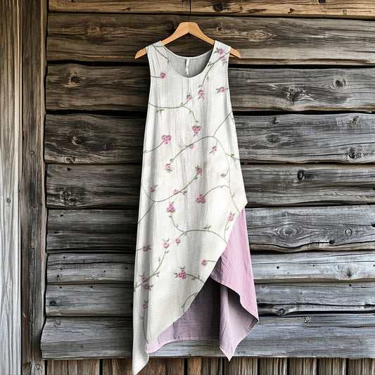 Women's Vintage Rose Embroidery Art Irregular Dress elevenforest