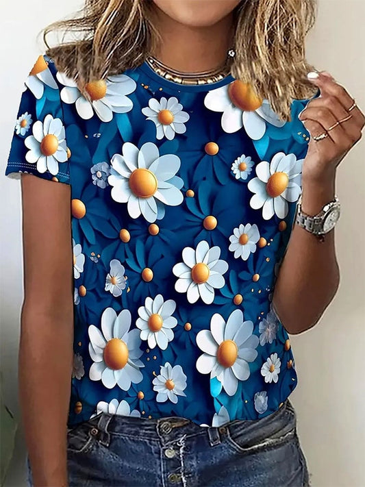 Women's Floral Print Casual T-Shirt