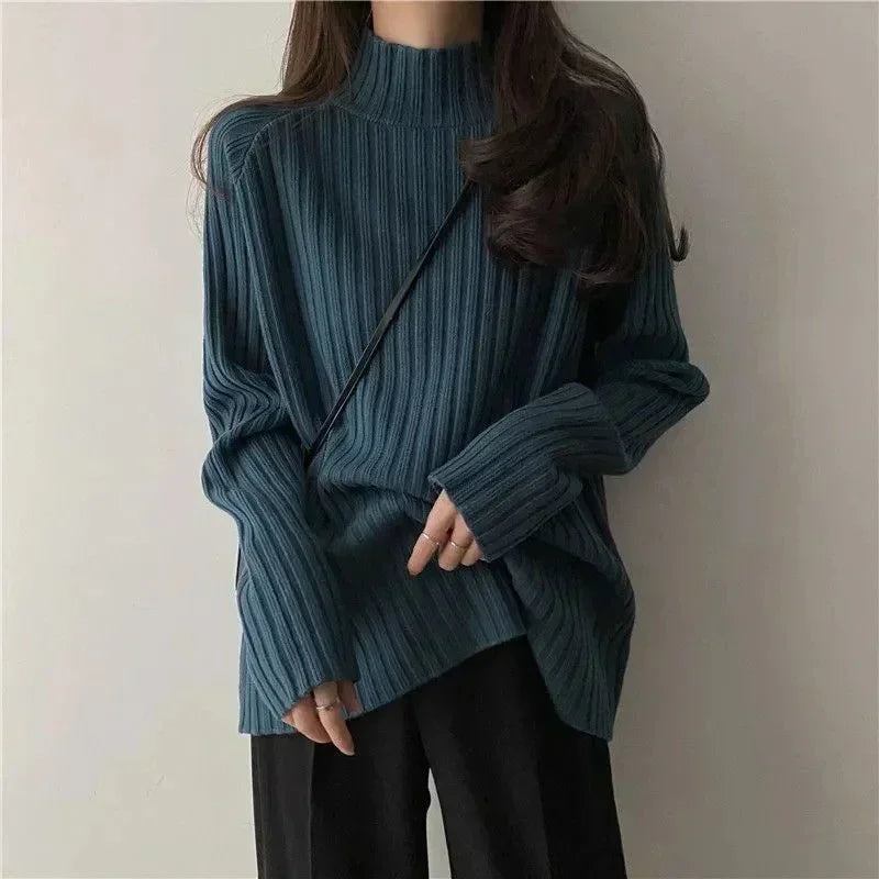 Renee® | Women's sweater with a stand-up collar and long sleeves