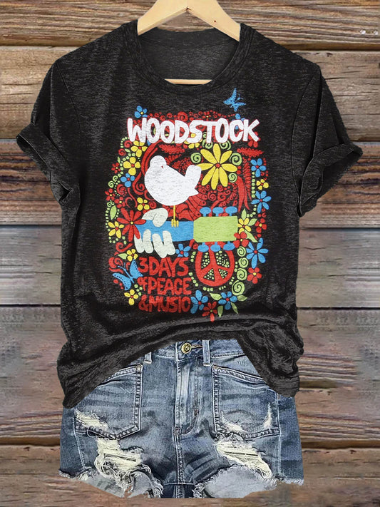 Hippie Peace Dove Art Print Casaul Short Sleeve T-shirt