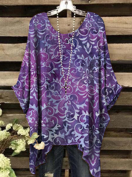 Women's Vintage Abstract Floral Print Casual Top