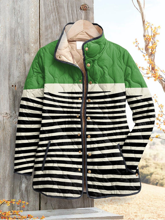 Women's Retro Geometry Art Print Casual Quilted Cardigan