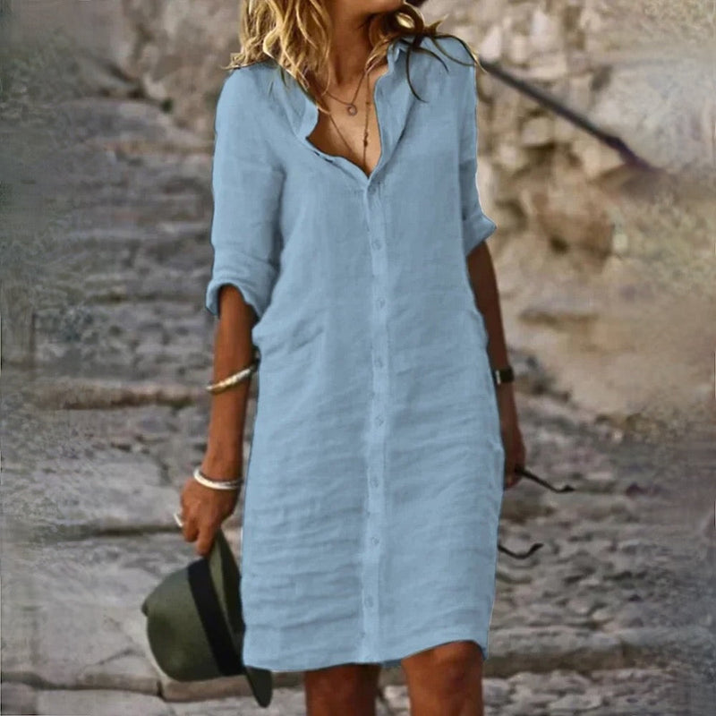 KS | Loose shirt dress with lapel button