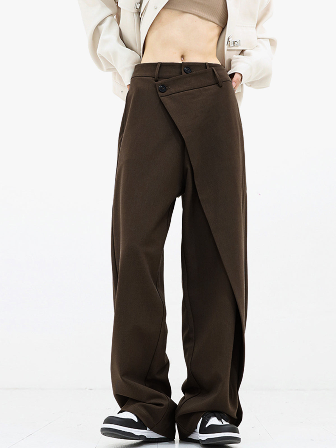 KS | Trendy asymmetric trousers with wide legs