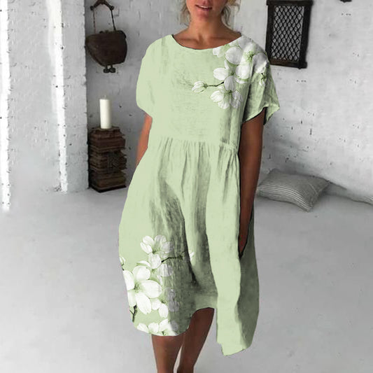 Vintage Flowers Japanese Flowy Midi Dress elevenforest