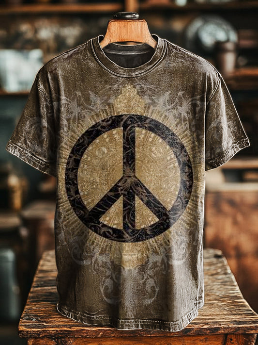 Unisex Hippie Peace Art Print Casaul Short Sleeve T-shirt