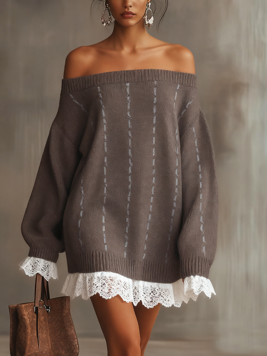 As shown Ruffled Hem Turtleneck Sweater Dress