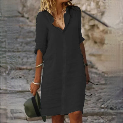 KS | Loose shirt dress with lapel button
