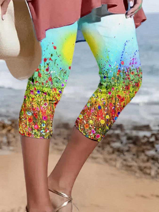 Casual Simple Floral Leggings