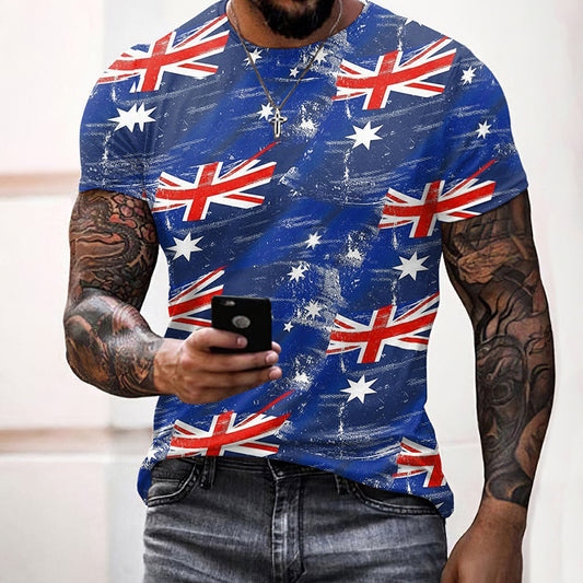 Men's Australian Flag Art Print Casual T-shirt elevenforest