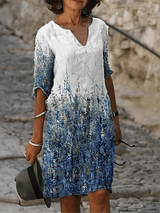 Ladies Floral Print Long Sleeve Dress