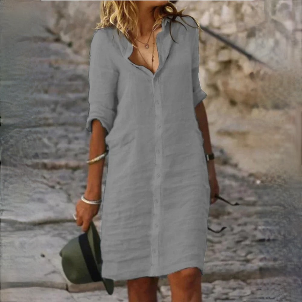 KS | Loose shirt dress with lapel button
