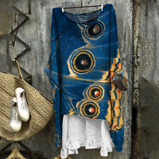 Comstylish Butterfly Wings Inspired Art Flowy Linen Blend Tunic