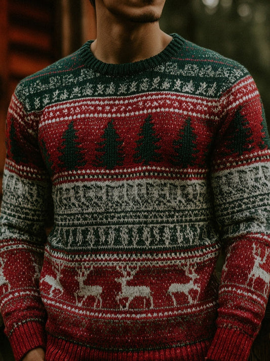 Comstylish Men's Retro Classic Christmas Inspired Art Cozy Knit Sweater