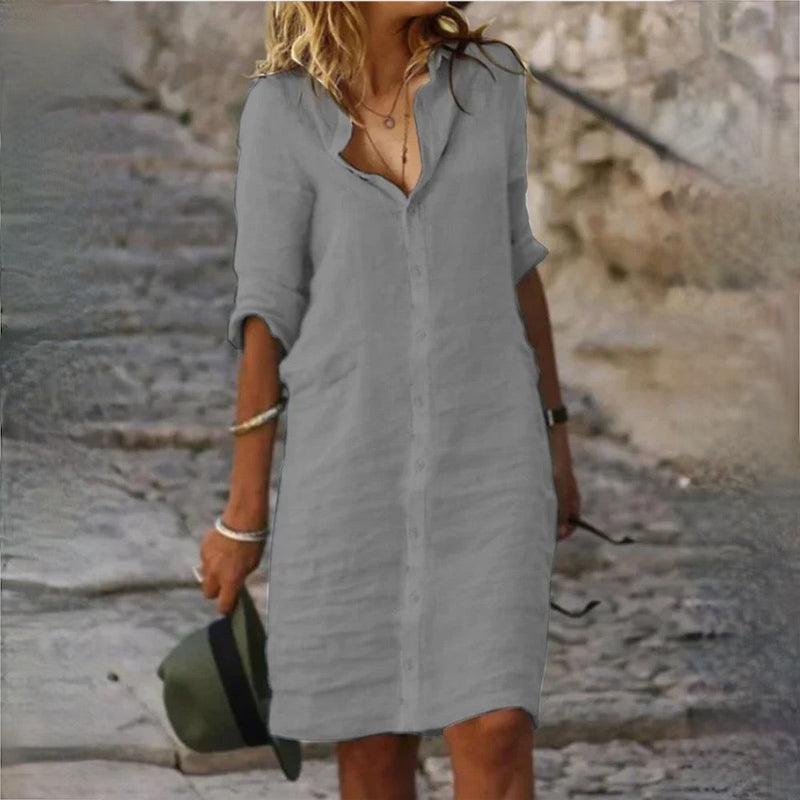 KS | Loose shirt dress with lapel button