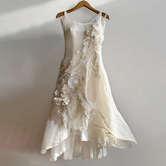 Women's Casual Retro Bohemian Embroidered Floral Print Dress elevenforest