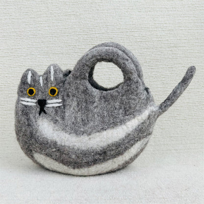 Lovely Cat Inspired Handmade Felt Handbag elevenforest