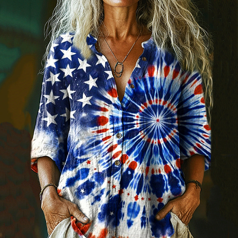 Women's Vintage Independence Day Flag Shirt elevenforest