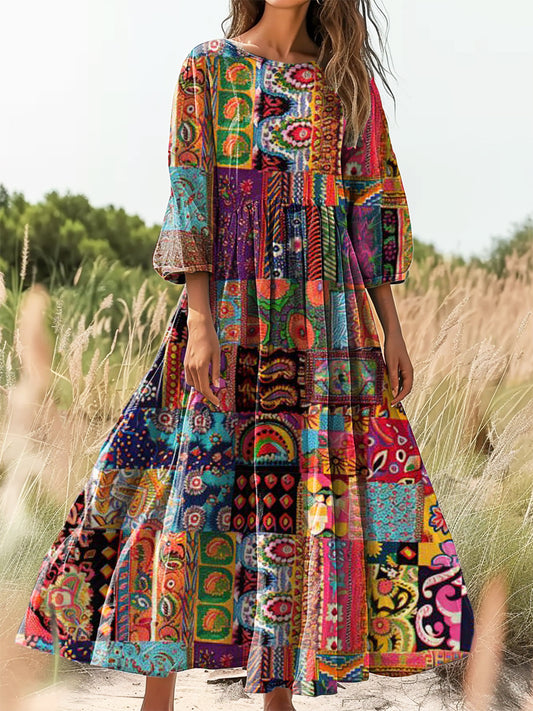 Women's Art Floral Hippie Print Dress