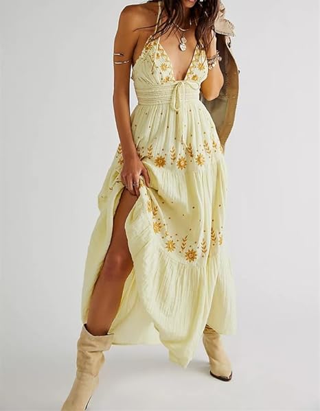 KS | Bohème embroidered maxi dress