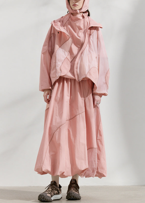 Summer Green Loose Sunscreen Coat and Skirt Two Pieces Set