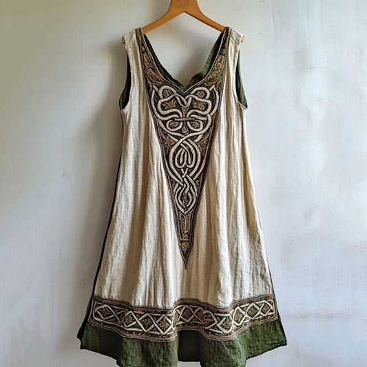 Vintage Viking Totem Linen Tank Dress elevenforest