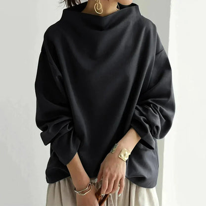 KS | Black sweater with oversized round neckline
