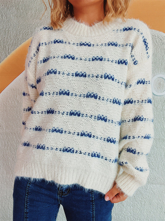 Ilse® | Striped long-sleeved sweater with a crew neck
