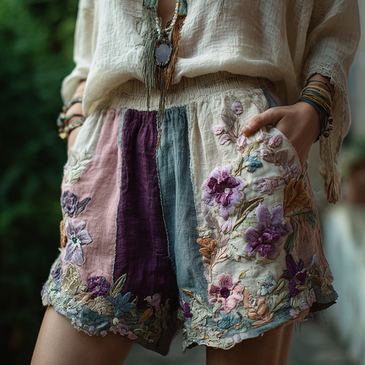 Women's Retro Floral Casual Shorts