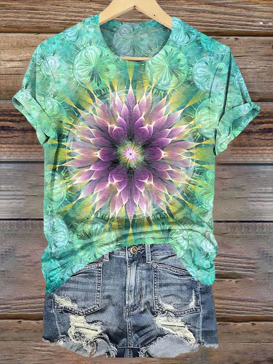 Tie-Dye Mandala Art Print T-Shirt