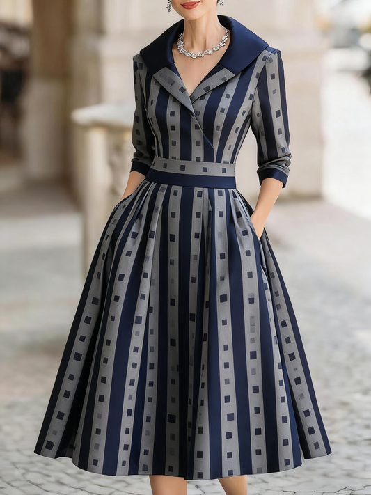 Women's abstract jacquard printed mid-length dress