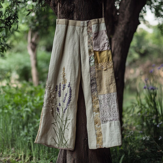 Women's Bohemian Lace Linen Comfort Casual Pants elevenforest