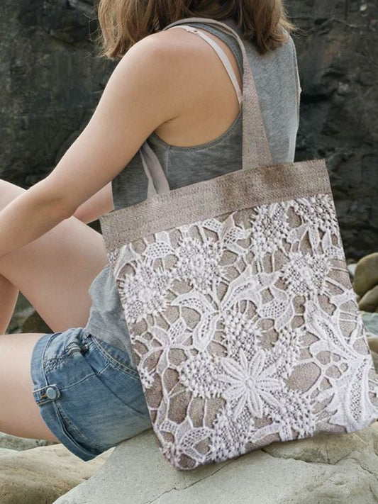 Vintage Lace Floral Embroidered Canvas Bag elevenforest
