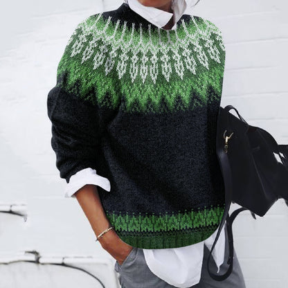Vintage Tribal Icelandic Knit Contrast Pattern Sweater elevenforest