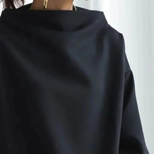 KS | Black sweater with oversized round neckline